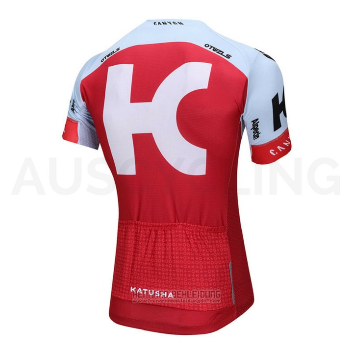 2018 Fahrradbekleidung Katusha Alpecin Rot Trikot Kurzarm und Tragerhose - zum Schließen ins Bild klicken